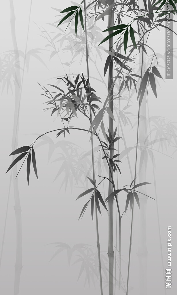新中式水墨竹子背景墙