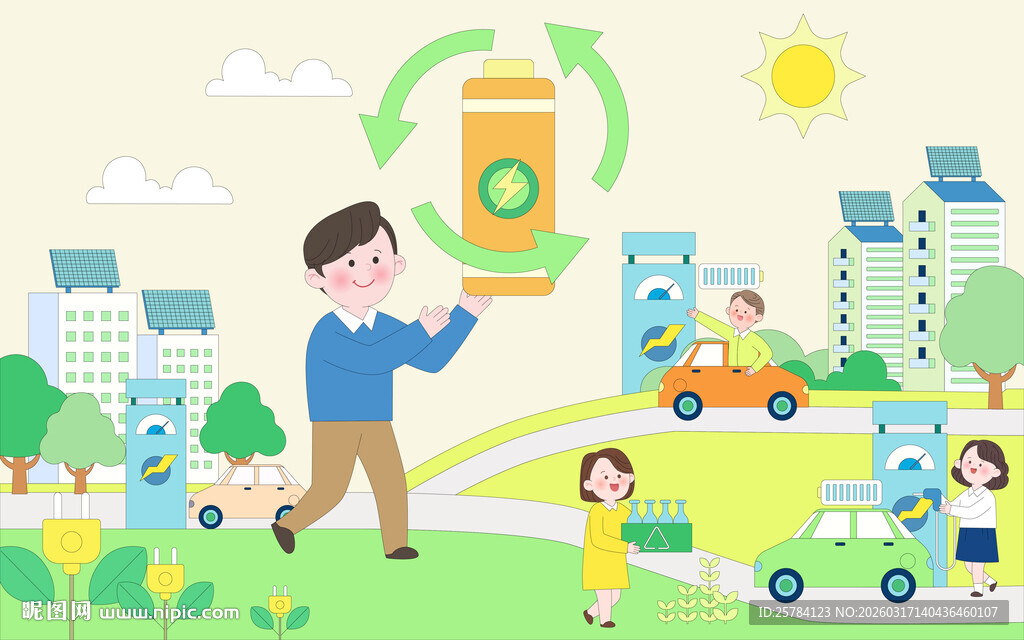 新能源汽车太阳能充电桩城市生活