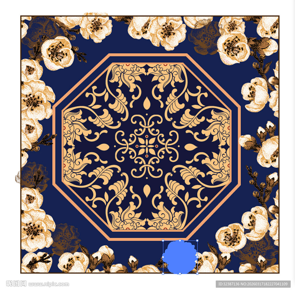 中式古典花卉几何图案