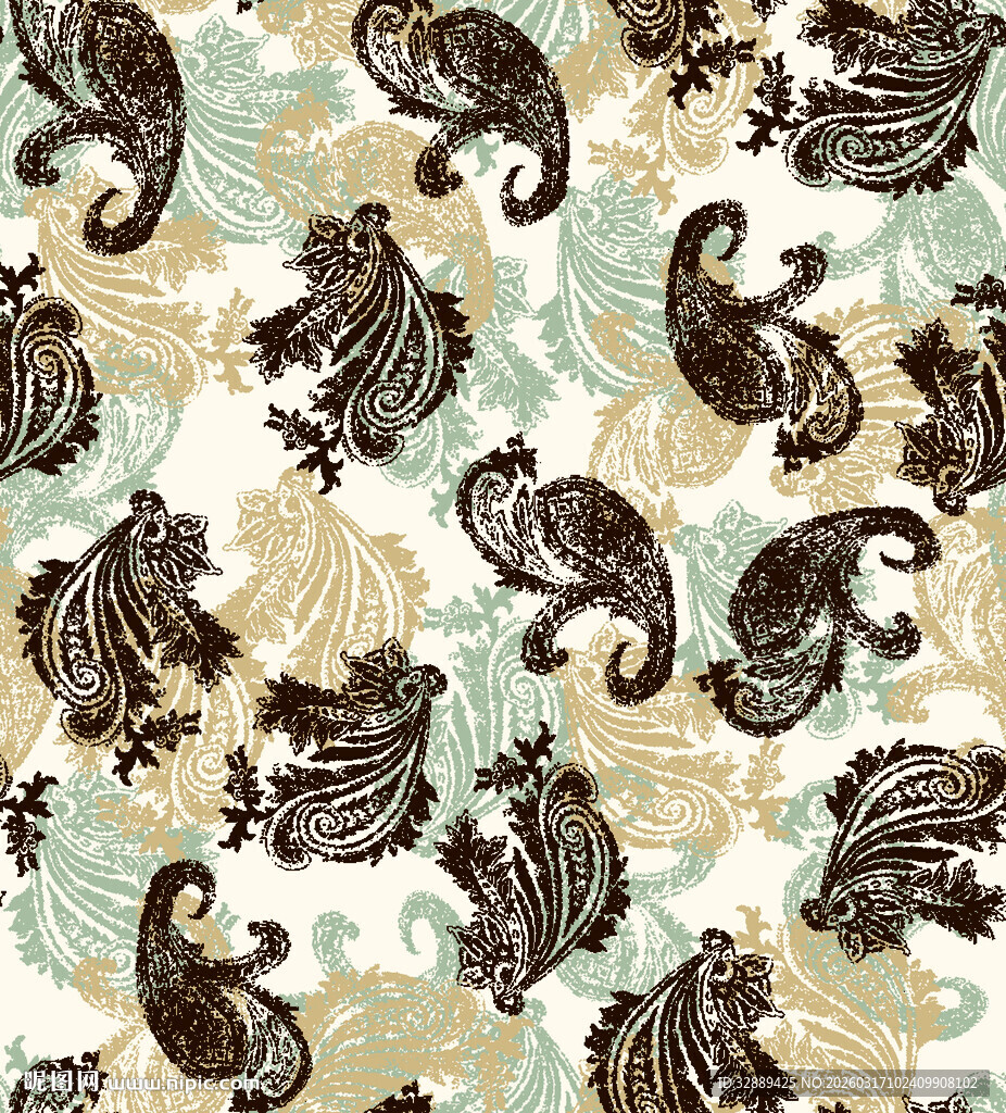 复古风动物植物花纹图案