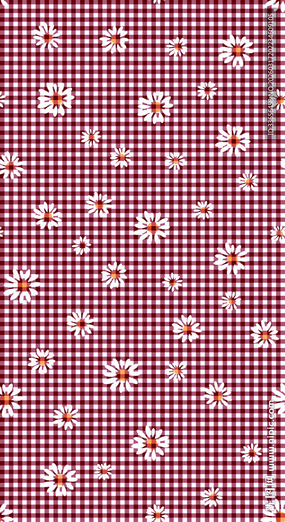 红白格雏菊图案背景