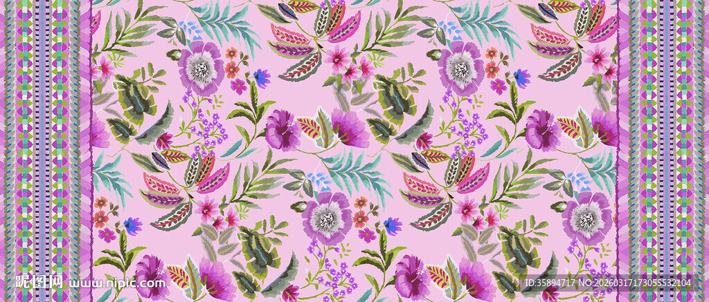 梦幻花卉图案背景纹理