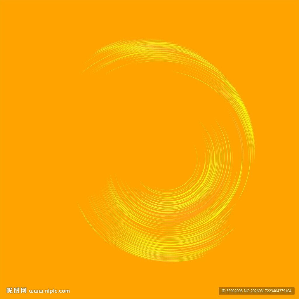 橙色背景上的黄色动感圆环