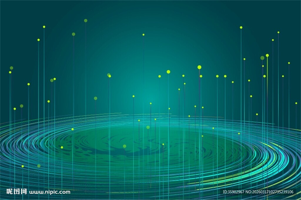 科技感蓝绿渐变环形背景图