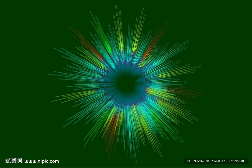 炫彩放射状绿色光效图案