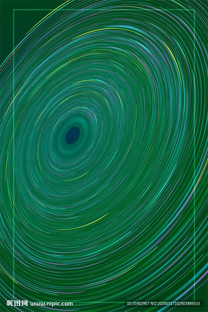 绿色环形线条抽象图案
