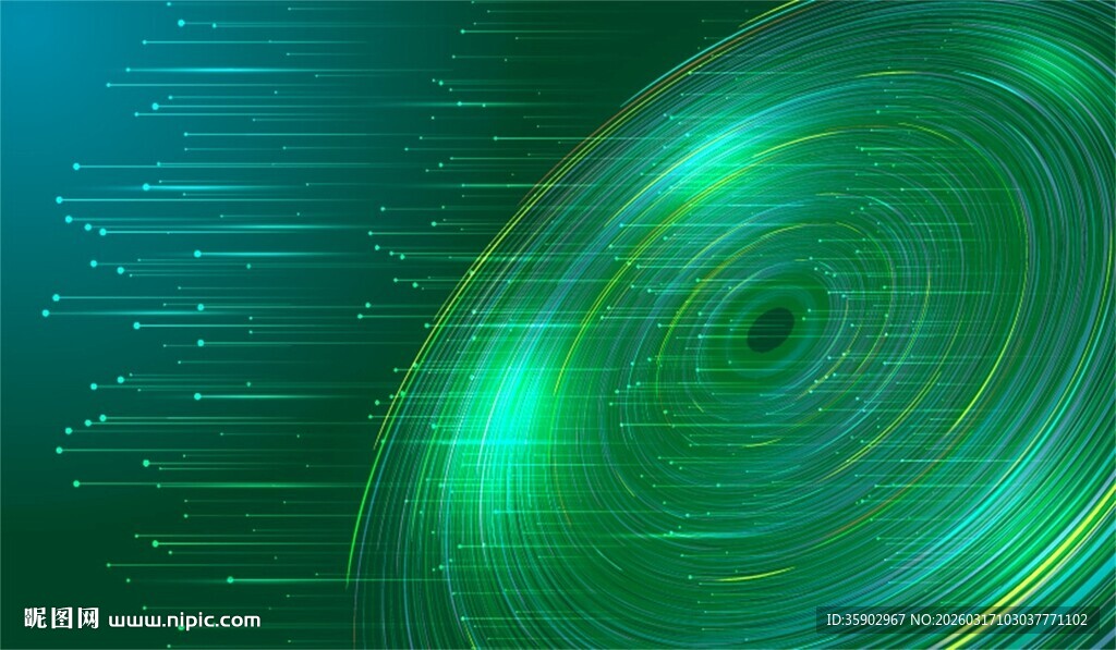 绿色炫彩科技感漩涡背景