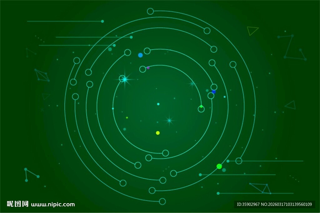 科技感绿色环形数据背景
