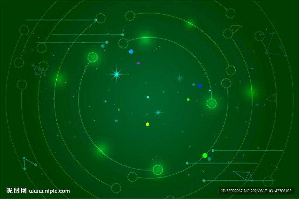 绿色科技感圆形光效背景图