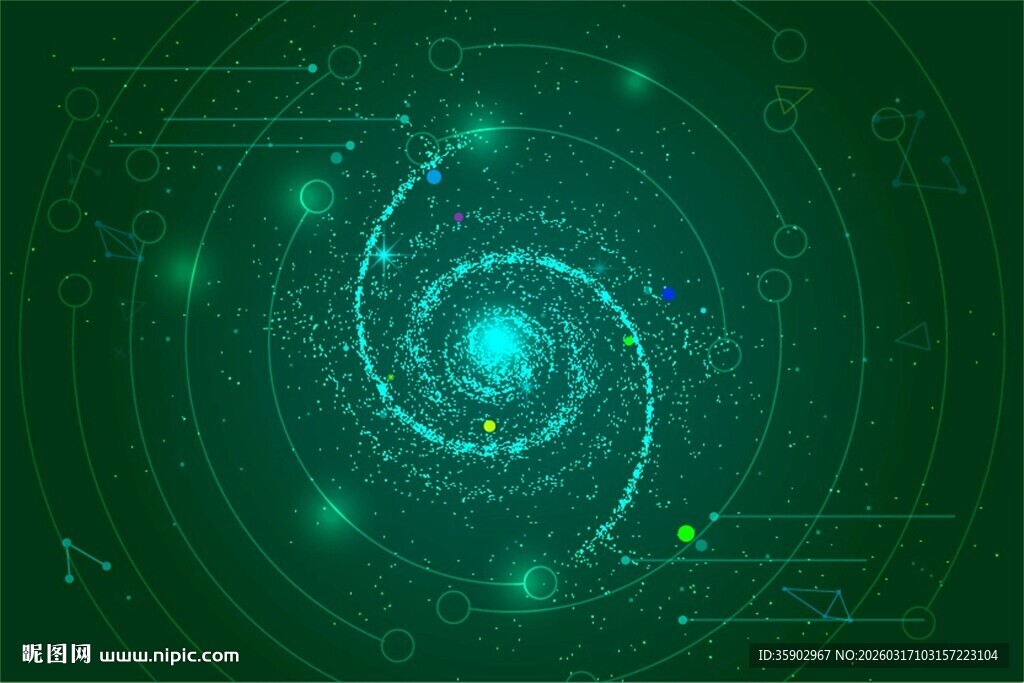 科技感绿色旋涡背景图案