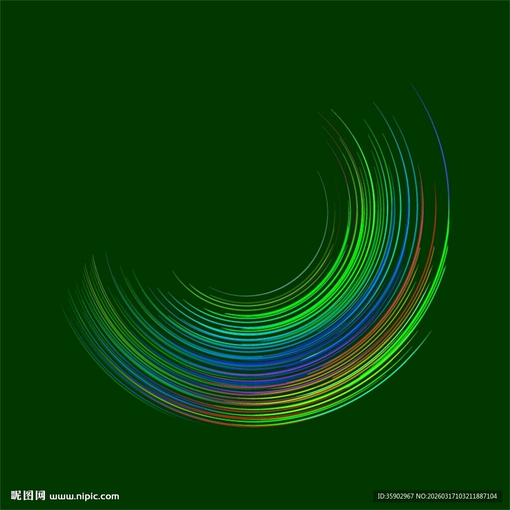 绿色背景彩色动感线条图案