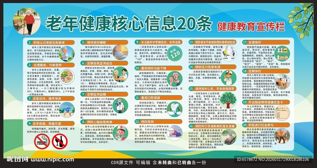 老年健康核心信息宣传栏