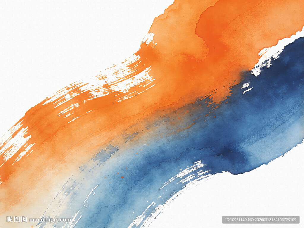 橙蓝抽象水墨背景