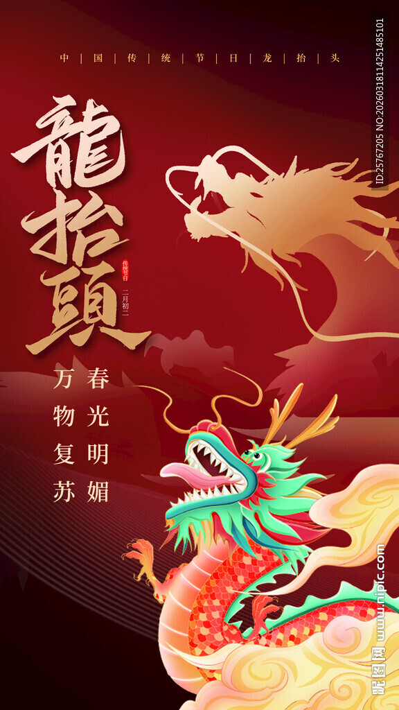 龙抬头传统节日插画