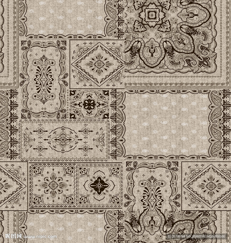 复古拼贴花纹图案设计