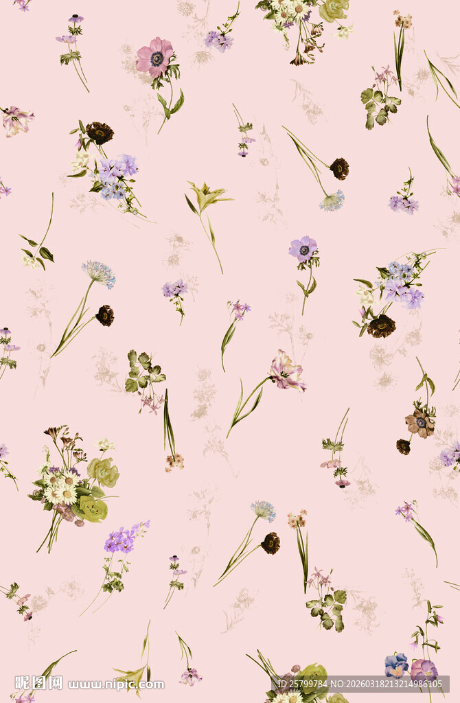 粉色花卉图案背景纹理