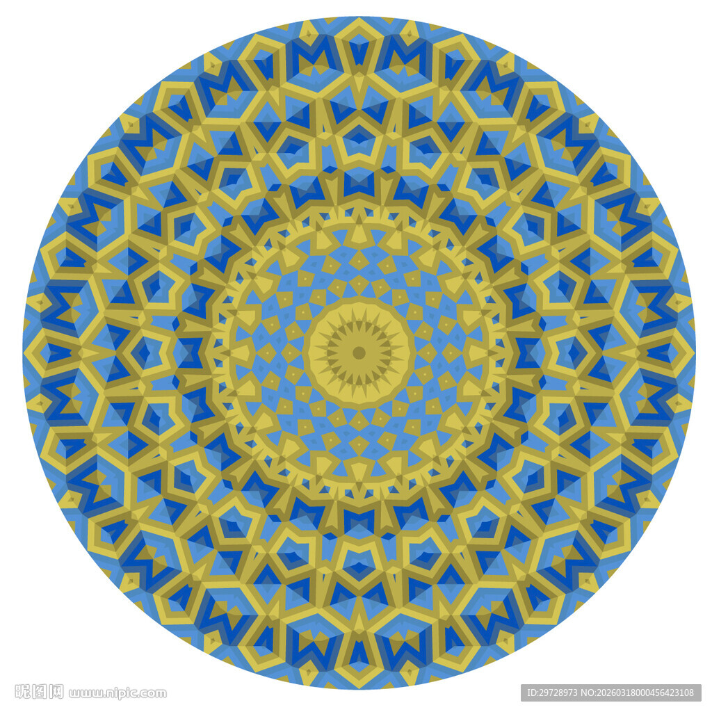 蓝黄相间圆形花纹图案