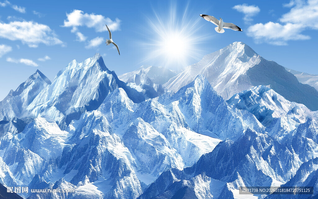 高原雪山背景图