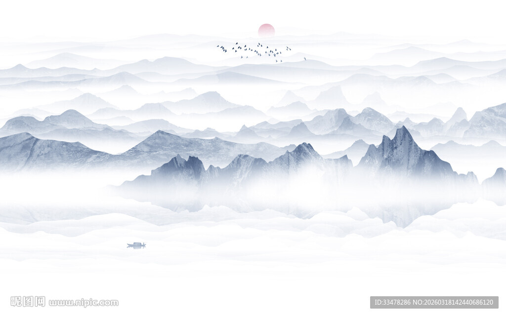 中式水墨画电视背景墙