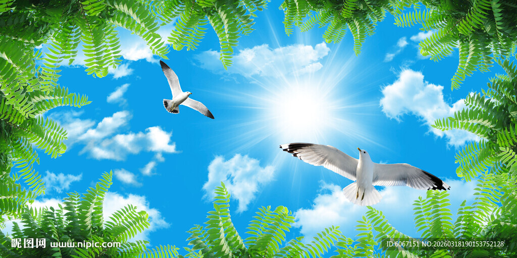 蓝天白云天顶画