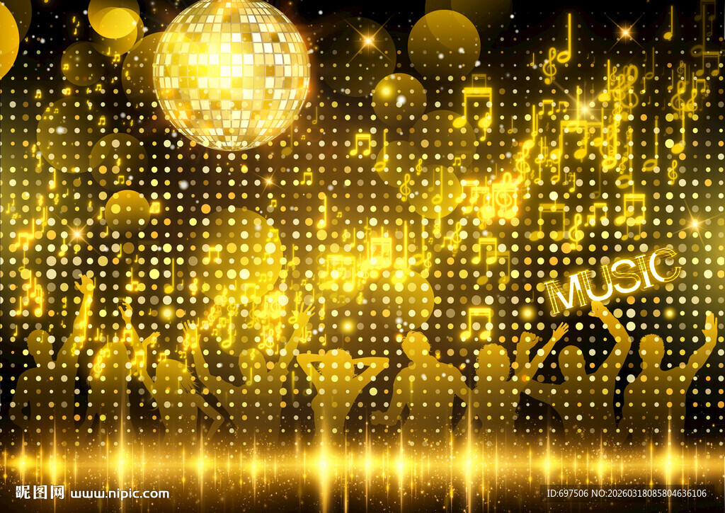炫酷金色音符酒吧KTV音乐背景