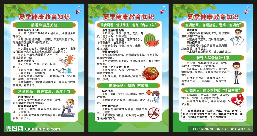 夏季健康教育知识展板