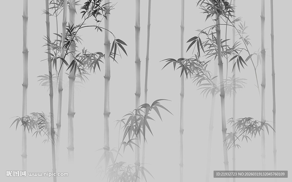 新中式水墨竹林电视背景墙