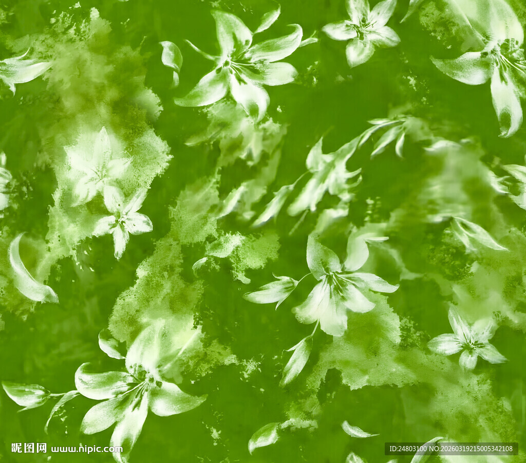 绿色背景上的白色小花