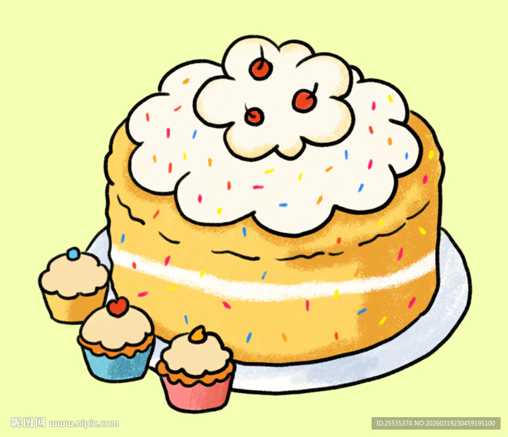 手绘黄色蛋糕