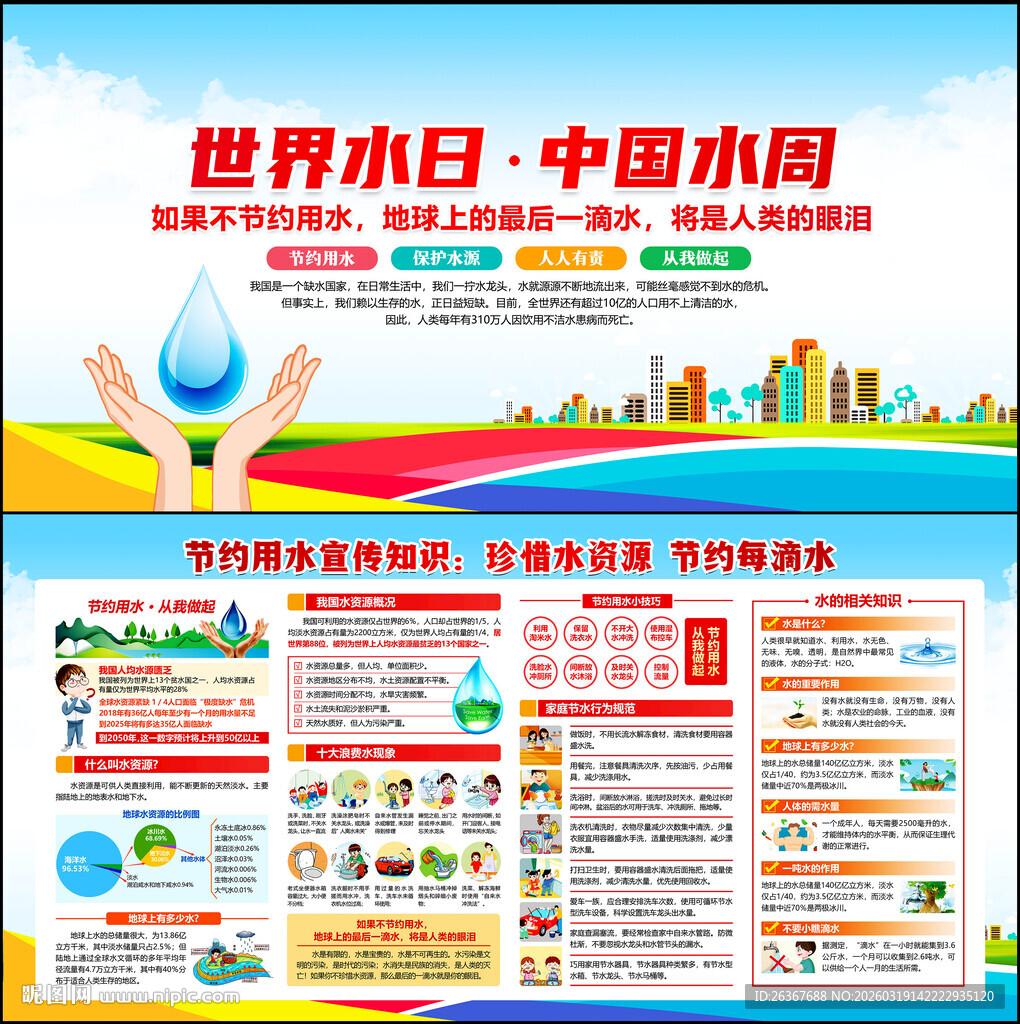 世界水日节约用水展板