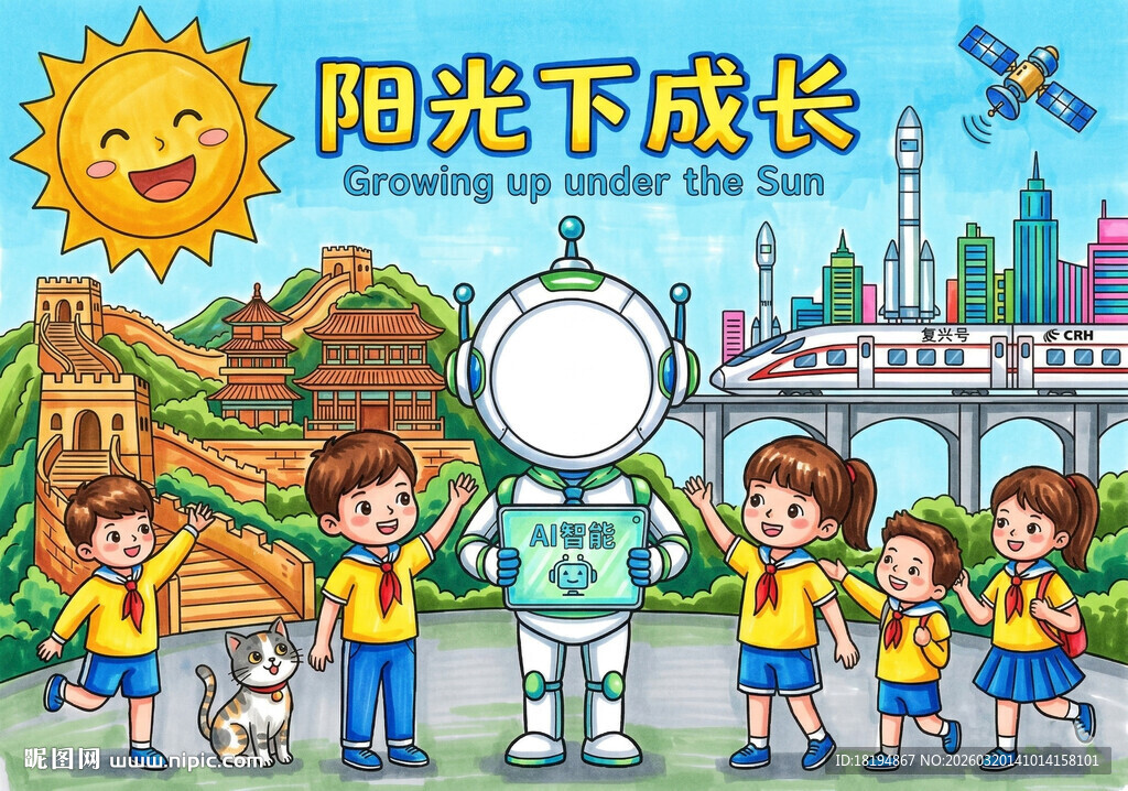 阳光下的儿童欢乐成长