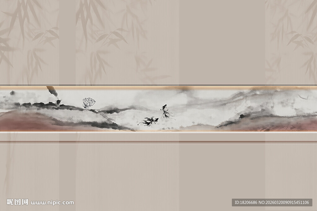 荷花金鱼形象墙