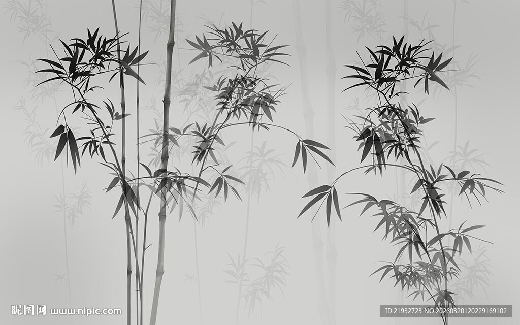 新中式水墨画竹子装饰画