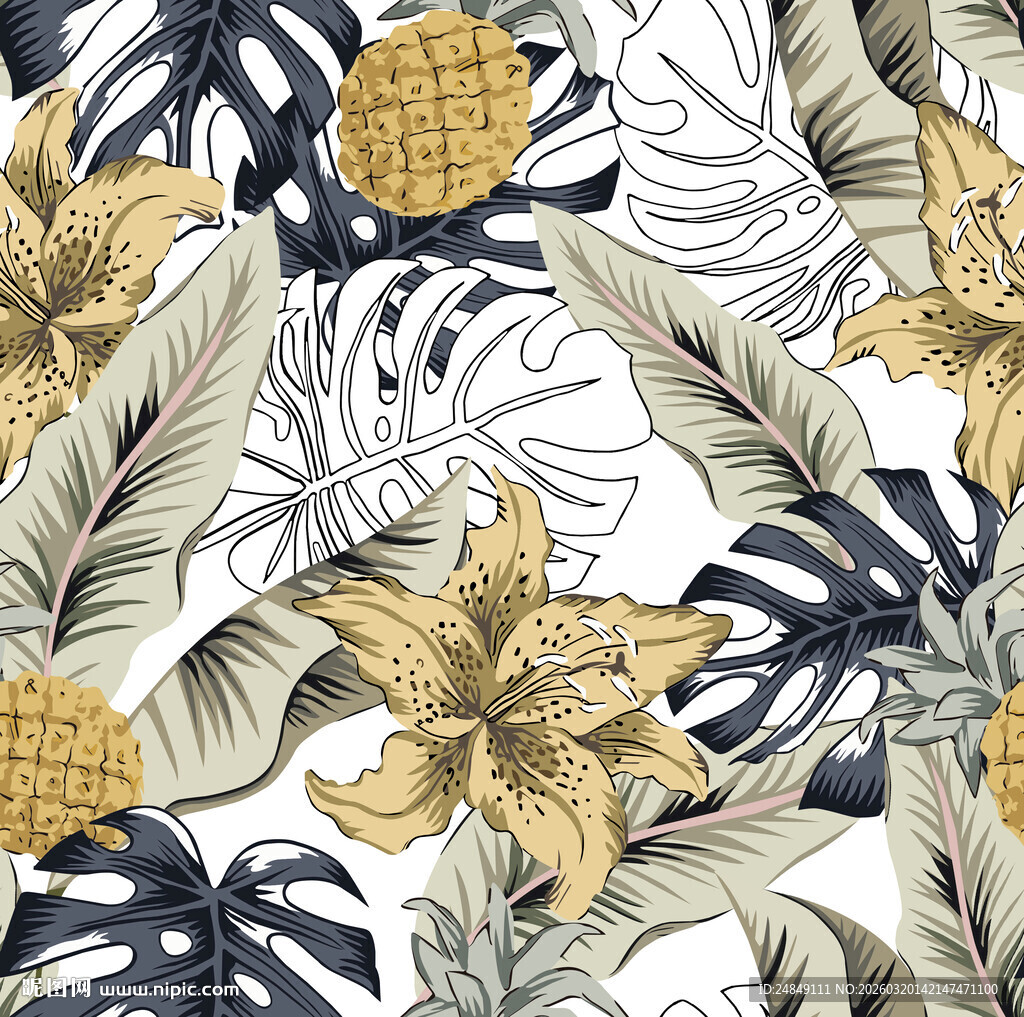 热带植物花卉图案设计