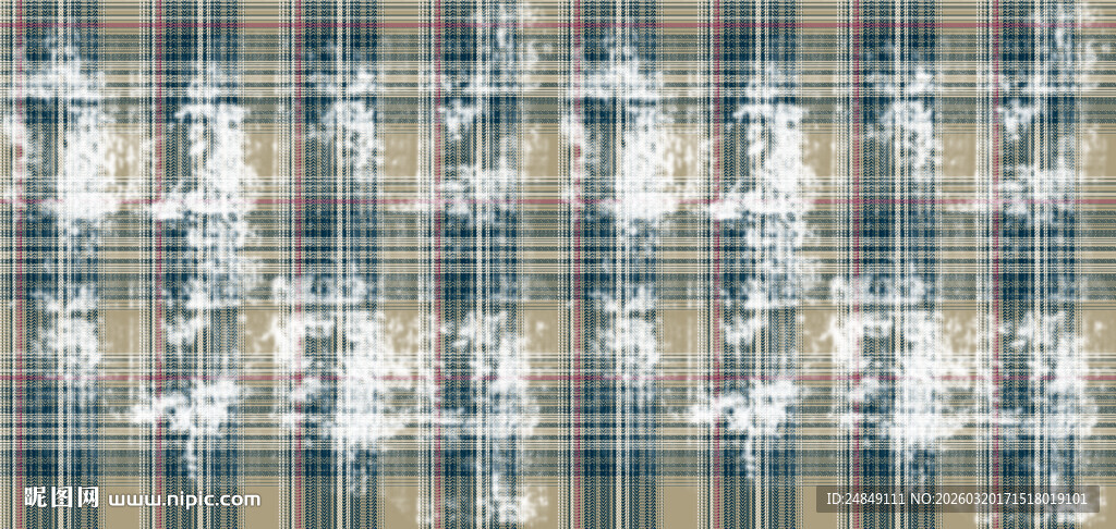 复古格纹花卉图案布料