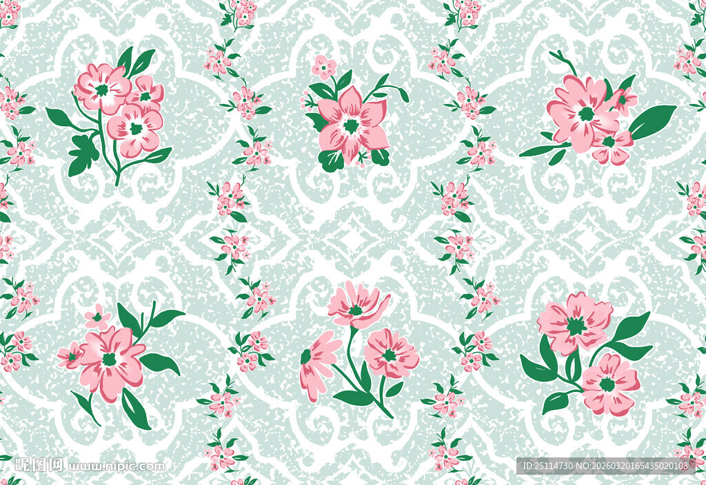 粉色花卉几何图案背景