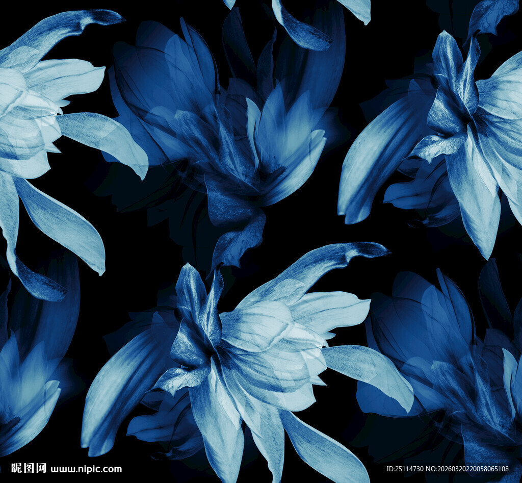 蓝色花卉图案背景纹理