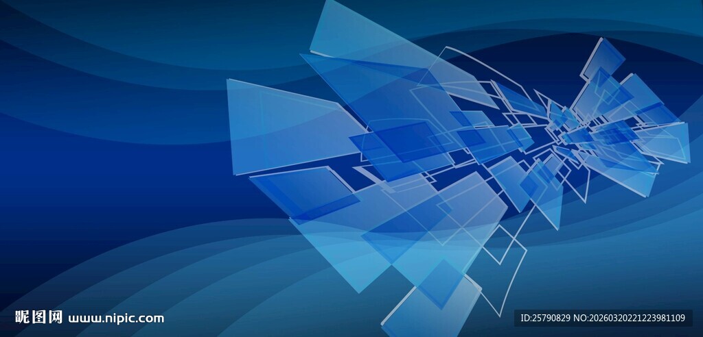 蓝色几何抽象动感背景图