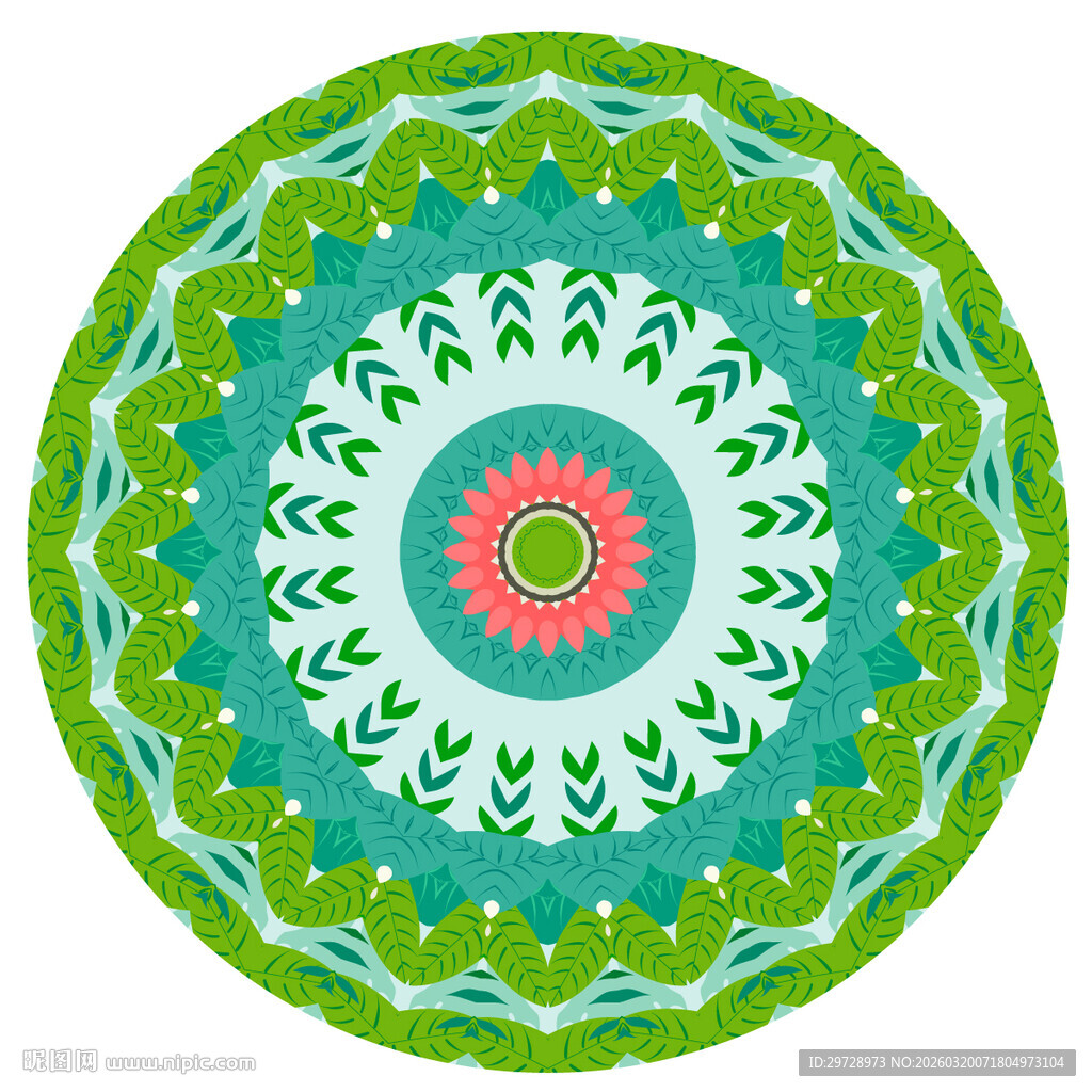 圆形红绿花纹图案