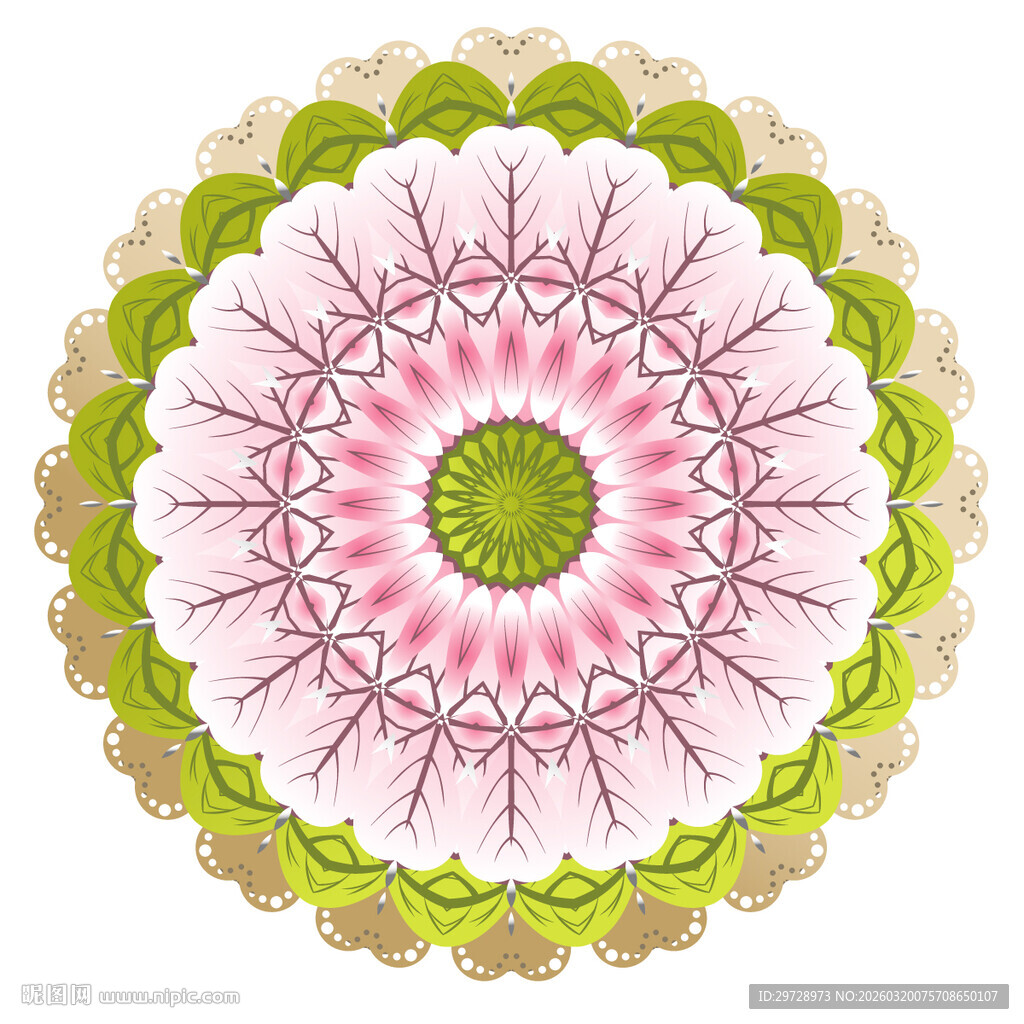 圆形粉色装饰花纹