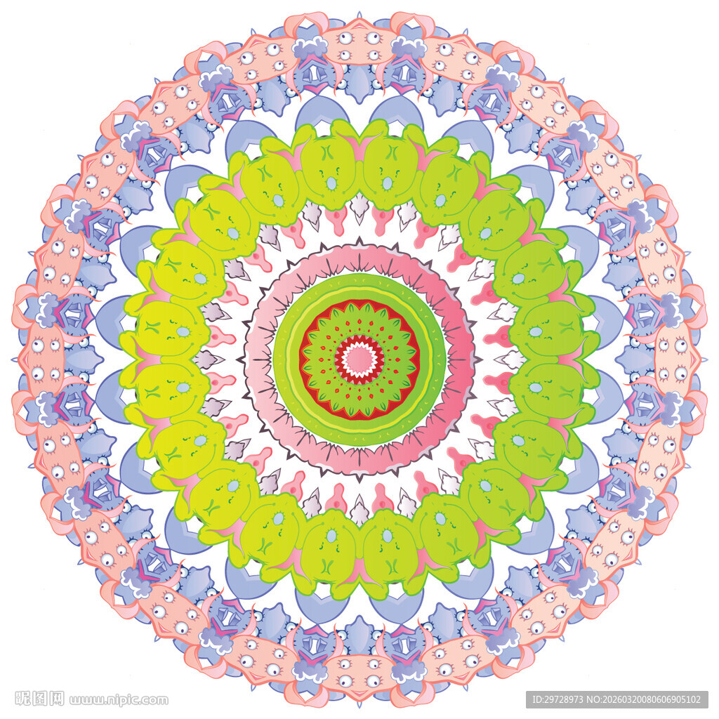 多彩圆形曼陀罗图案