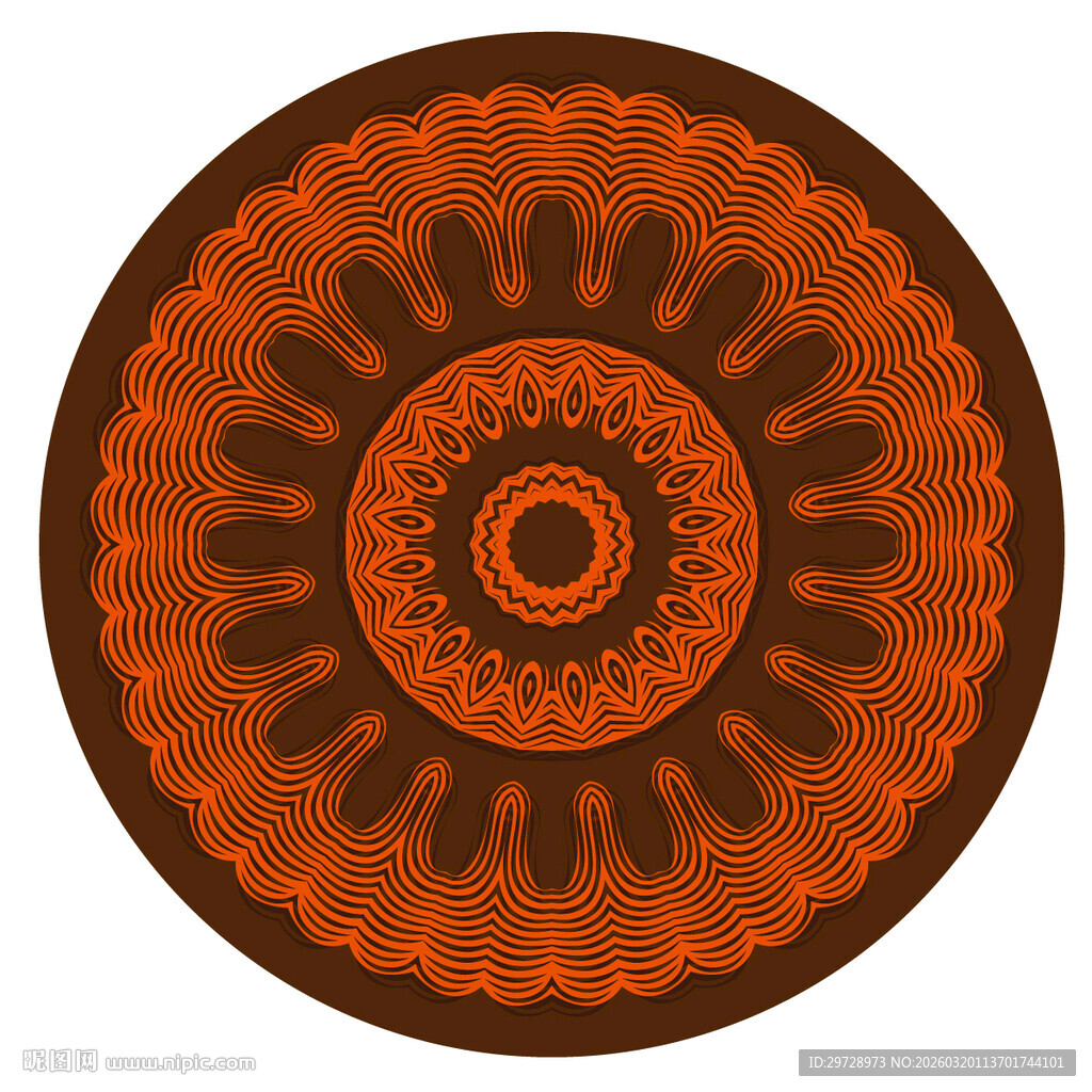 圆形橙色花纹装饰图案