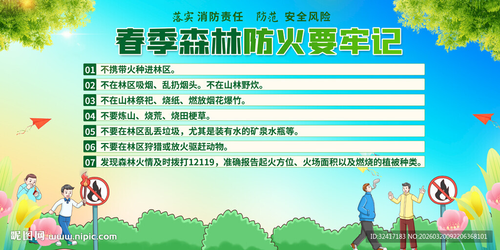 春季森林防火宣传展板