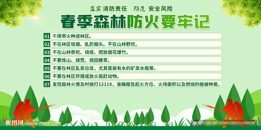 春季森林防火知识展板