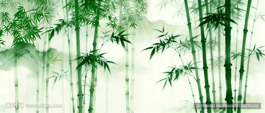 灯箱新中式水墨竹子