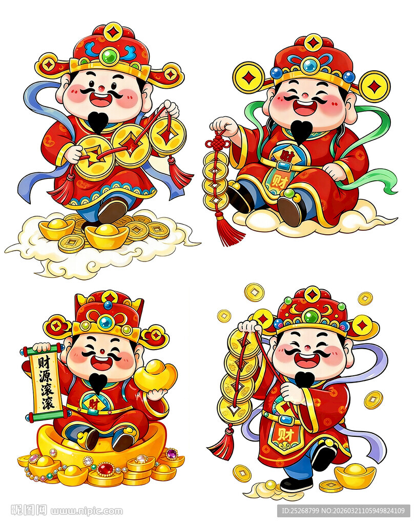 四财神形象插画