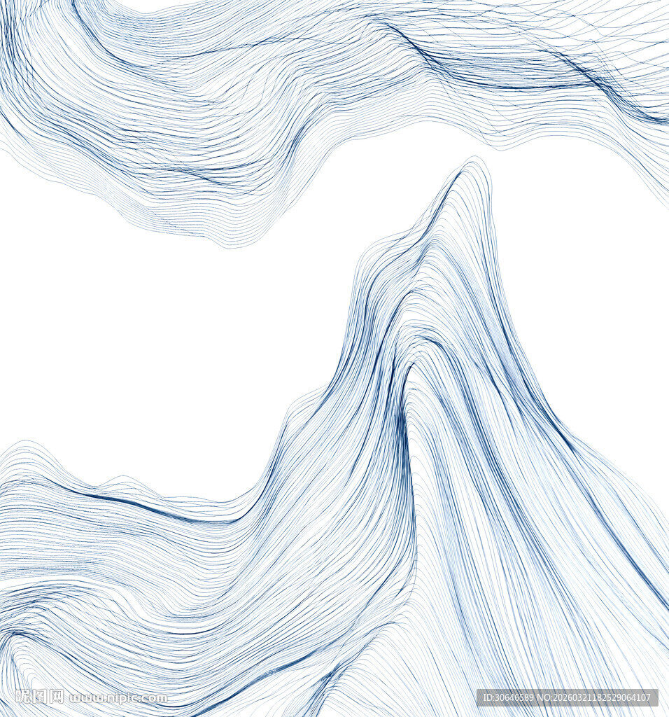 蓝色线条构成的抽象波浪图