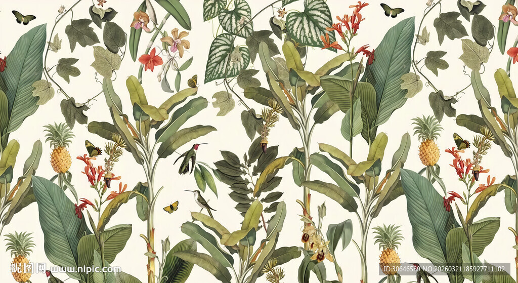 手绘植物花卉图案背景