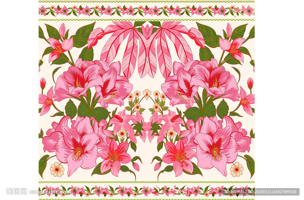 粉色花卉装饰图案设计