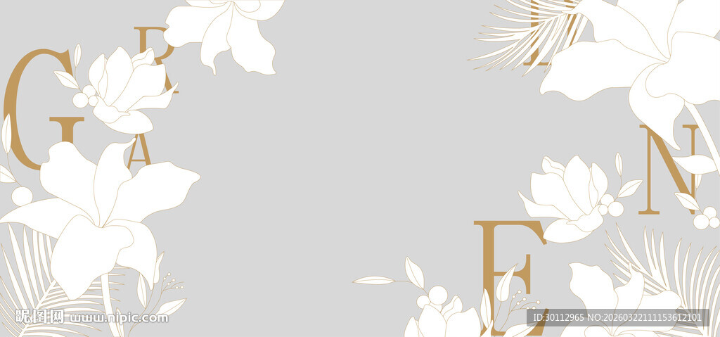 优雅花卉字母装饰图案